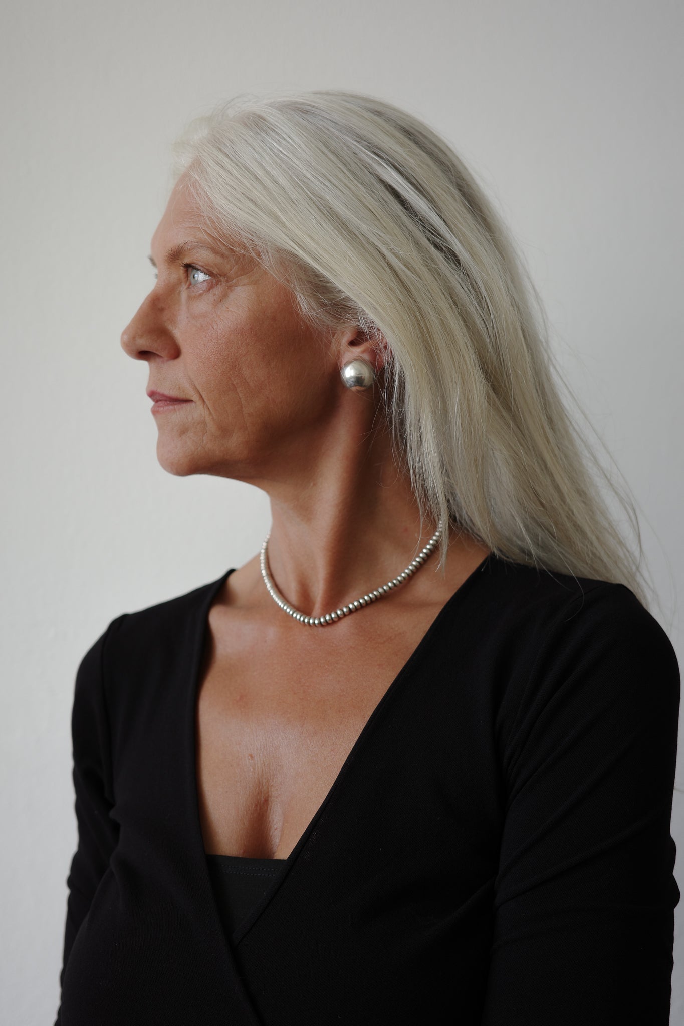 Solid silver bead necklace