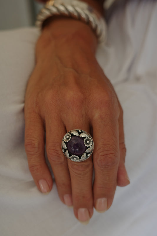 N.E From Amethyst Floral Ring
