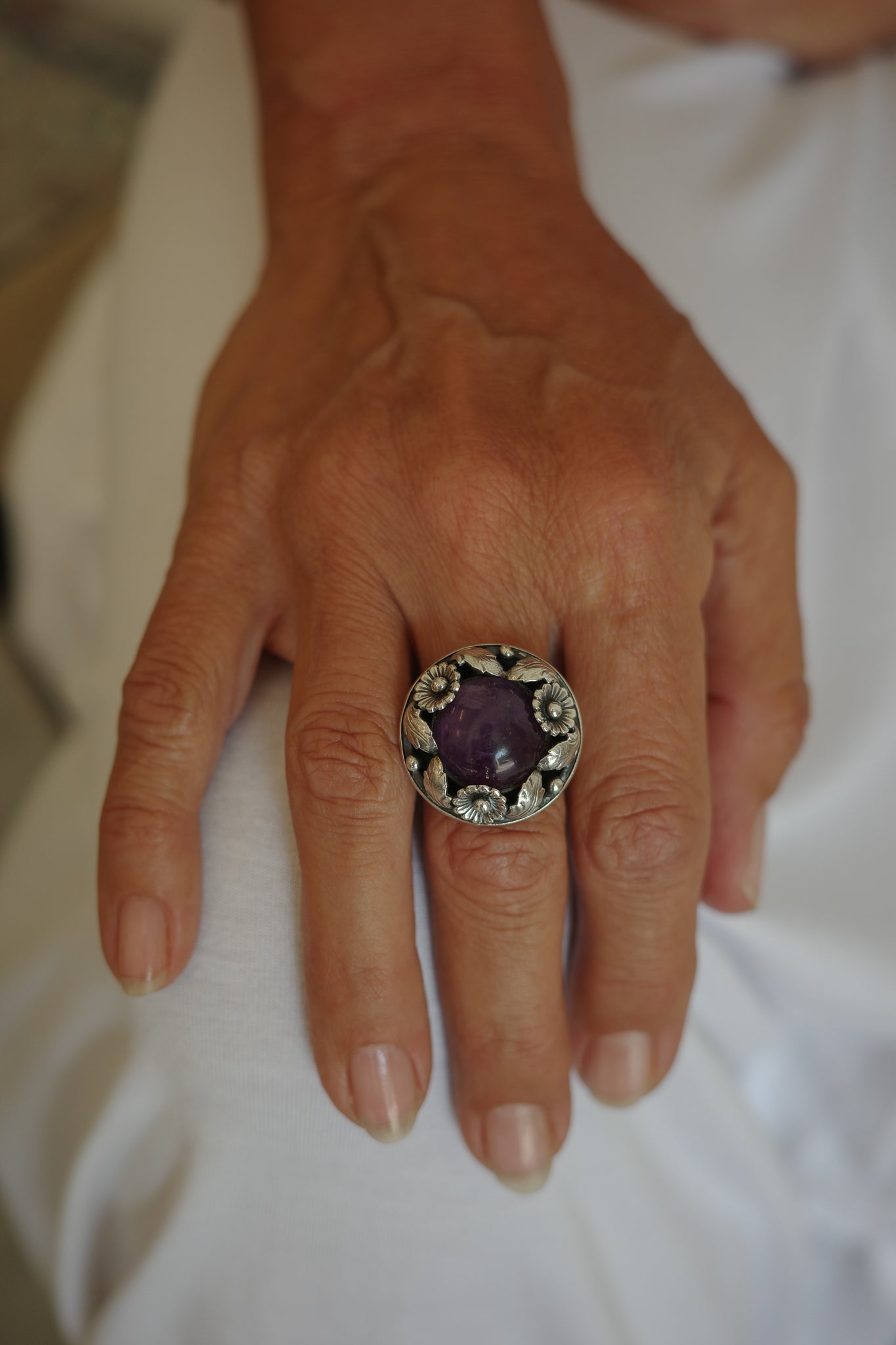 N.E From Amethyst Floral Ring