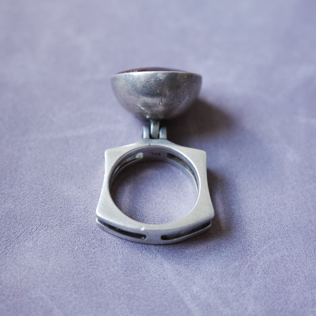 Danish modernist dynamo ring with amber