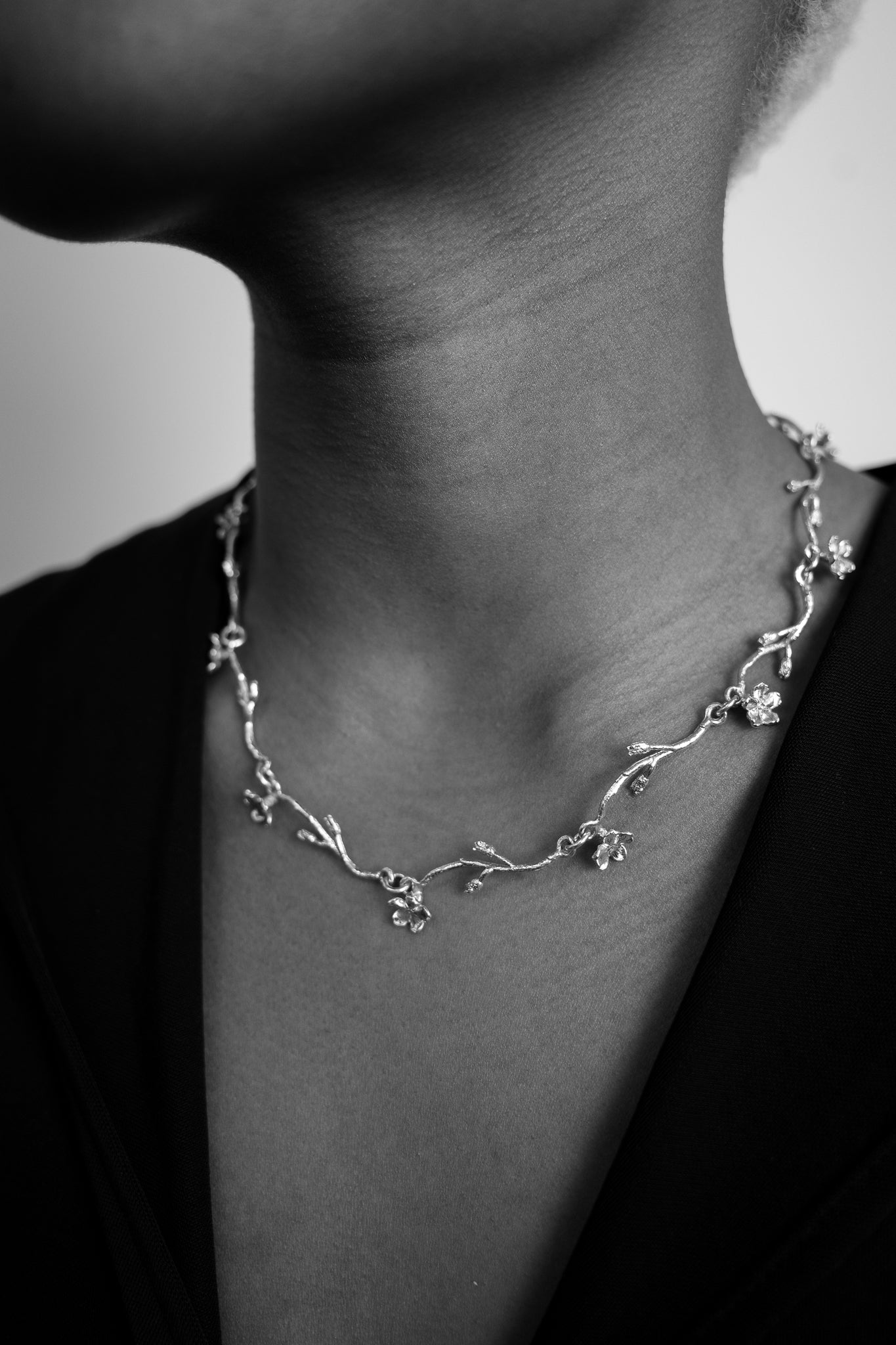 Danish studio crafted flower necklace