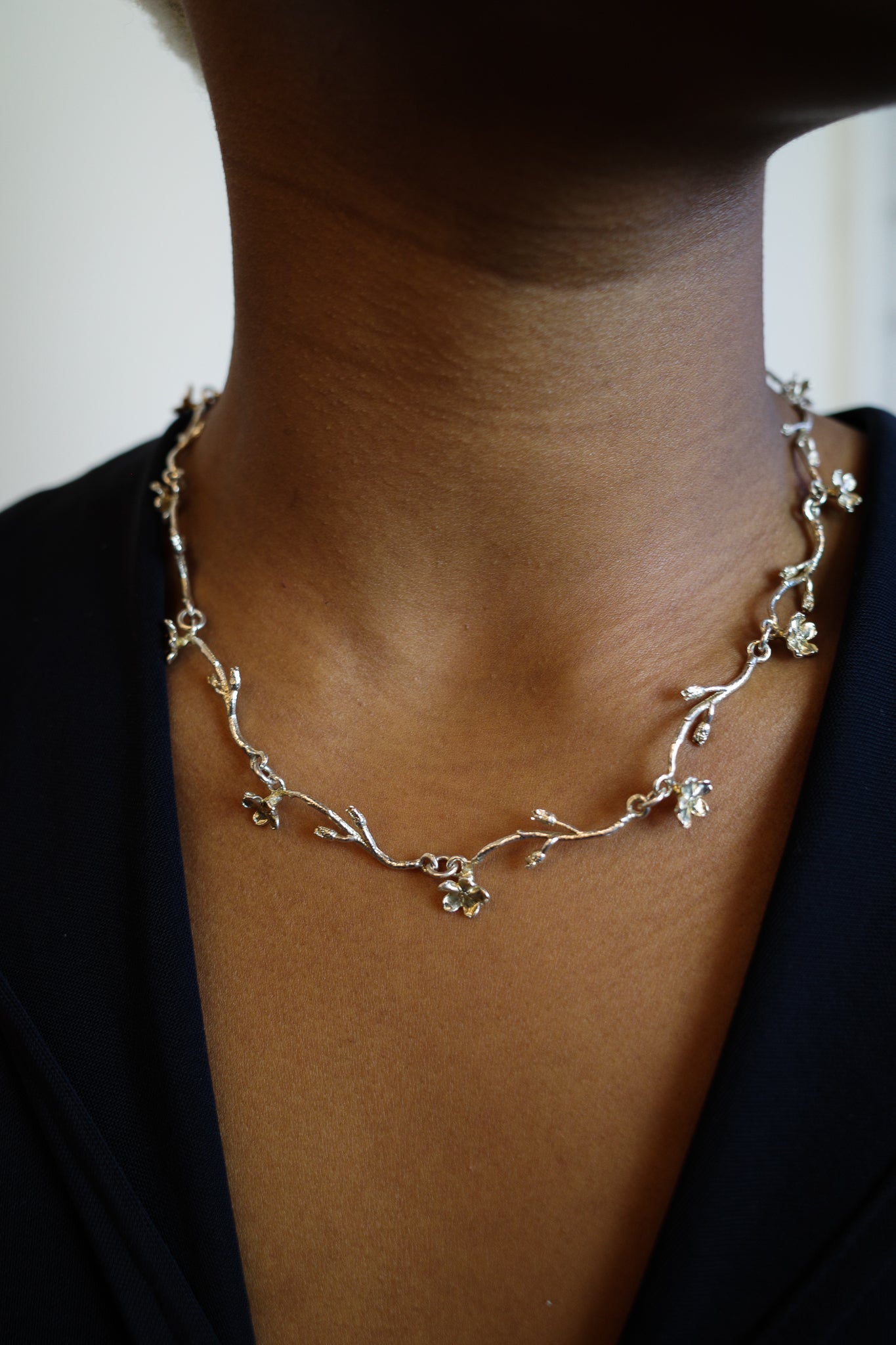 Danish studio crafted flower necklace