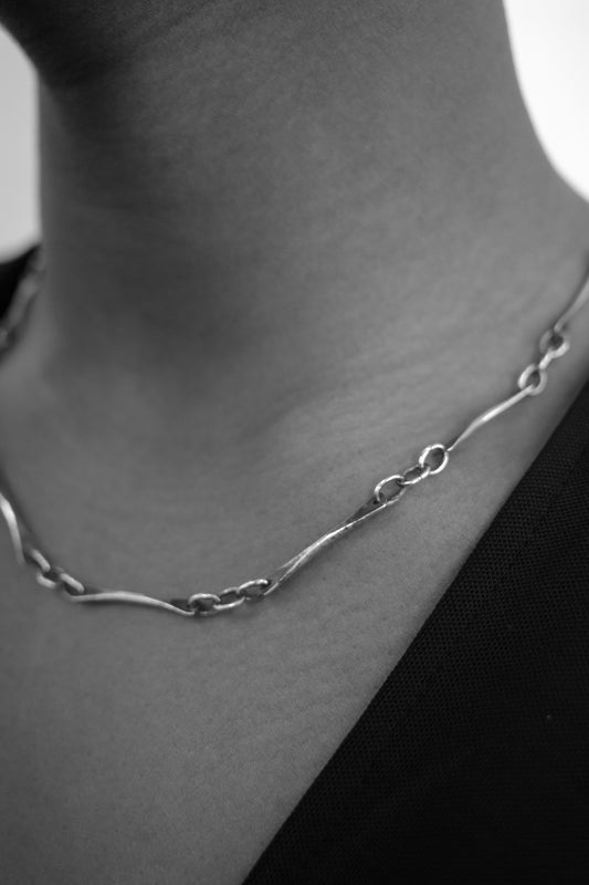 Sterling bone link necklace